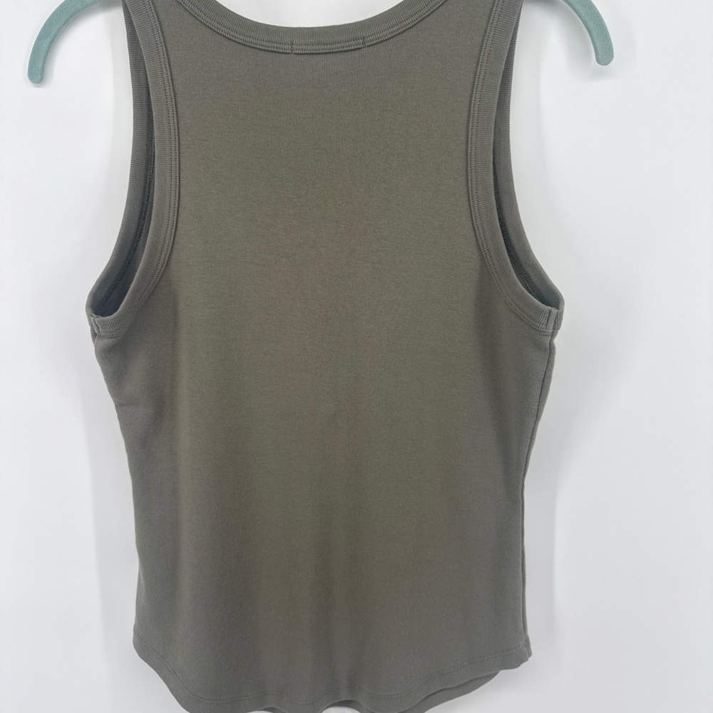 Michael Stars Olive Ribbed Henley Tank - Picture 4 of 7